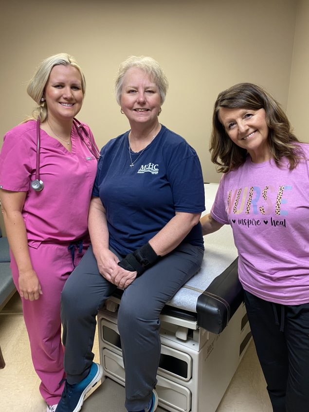 MPHC-SS Mountain People’s Health Councils, Inc., employees Chelsea Shelton, PA, Tammy Davis, LPN, and Peggy Duncan, LPN.