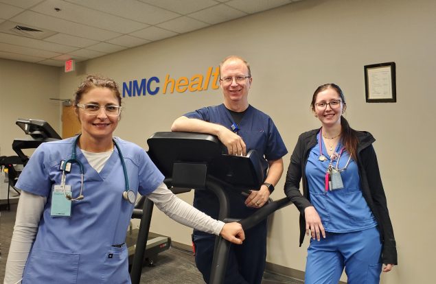 NMC-Cardiac-Rehab-Team Newton Medical Center cardiac rehab team in the gym.